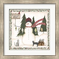 Framed Fishing Hole Snowman