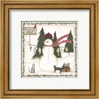 Framed Fishing Hole Snowman