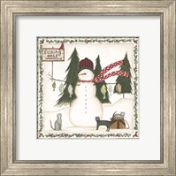 Framed Fishing Hole Snowman