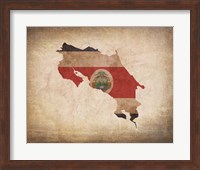 Framed Map with Flag Overlay Costa Rica