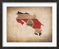 Framed Map with Flag Overlay Costa Rica