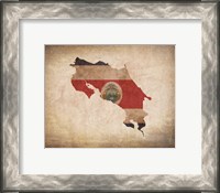 Framed Map with Flag Overlay Costa Rica