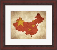 Framed Map with Flag Overlay China