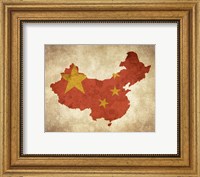 Framed Map with Flag Overlay China