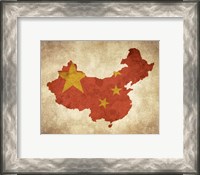 Framed Map with Flag Overlay China