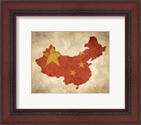 Framed Map with Flag Overlay China