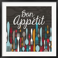 Framed Bon Appetit Cutlery Grey