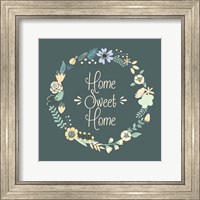 Framed Home Sweet Home Floral Teal