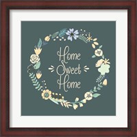Framed Home Sweet Home Floral Teal