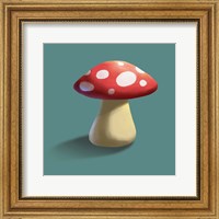 Framed Mushroom on Teal Background Part I