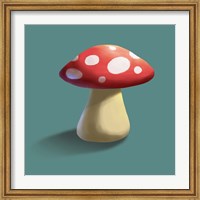 Framed Mushroom on Teal Background Part I