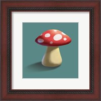 Framed Mushroom on Teal Background Part I