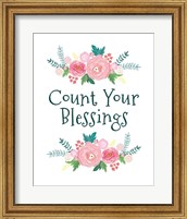 Framed Count Your Blessing-Floral