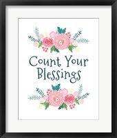 Framed Count Your Blessing-Floral