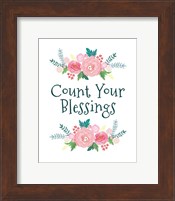 Framed Count Your Blessing-Floral