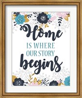 Framed Home Is Where Our Story Begins-Blue Floral