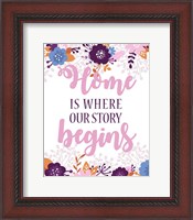 Framed Home Is Where Our Story Begins-Pink Floral