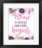 Framed Home Is Where Our Story Begins-Pink Floral