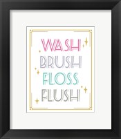 Wash Brush Floss Flush Shark Pink Part II Framed Print