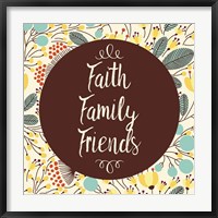 Framed Faith Family Friends Retro Floral White