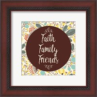 Framed Faith Family Friends Retro Floral White