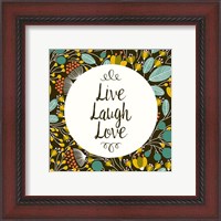Framed Live Laugh Love Retro Floral Black