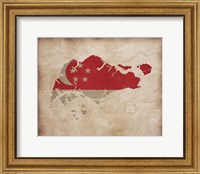 Framed Map with Flag Overlay Singapore