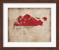 Framed Map with Flag Overlay Singapore