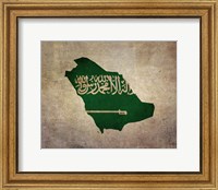 Framed Map with Flag Overlay Saudi Arabia