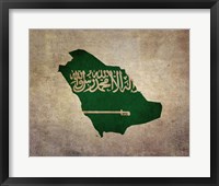 Framed Map with Flag Overlay Saudi Arabia