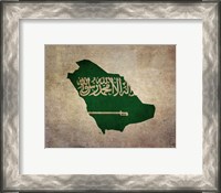 Framed Map with Flag Overlay Saudi Arabia