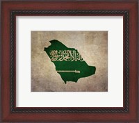 Framed Map with Flag Overlay Saudi Arabia