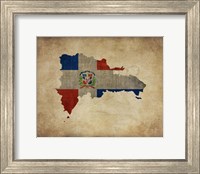 Framed Map with Flag Overlay Dominican Republic