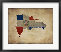 Framed Map with Flag Overlay Dominican Republic
