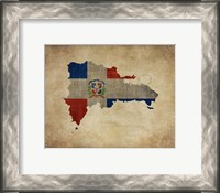 Framed Map with Flag Overlay Dominican Republic