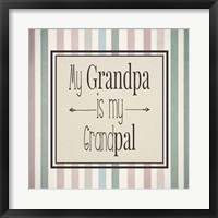 Framed My Grandpa Is My Grandpal Mauve and Green Stripes