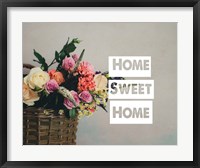 Framed Home Sweet Home Flower Basket Color
