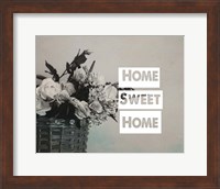 Framed Home Sweet Home Flower Basket Black and White