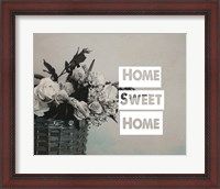 Framed Home Sweet Home Flower Basket Black and White