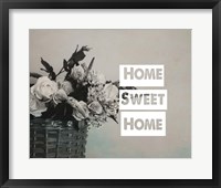 Framed Home Sweet Home Flower Basket Black and White