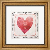 Framed Watercolor Heart Jesus Loves Me