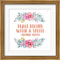 Framed Peace Begins With a Smile-Floral
