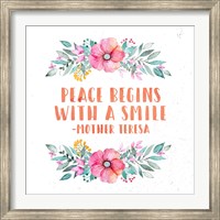 Framed Peace Begins With a Smile-Floral