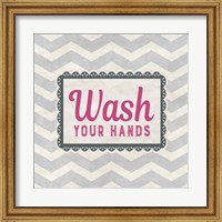 Framed Wash Your Hands Gray Pattern