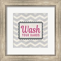 Framed Wash Your Hands Gray Pattern