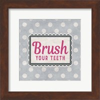Framed Brush Your Teeth Gray Pattern