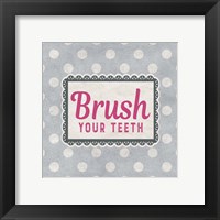 Brush Your Teeth Gray Pattern Framed Print