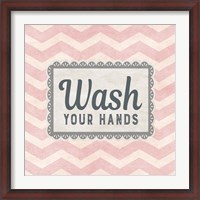 Framed Wash Your Hands Pink Pattern