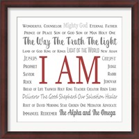 Framed Names of Jesus Square Gray and Red Text