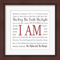 Framed Names of Jesus Square Gray and Red Text